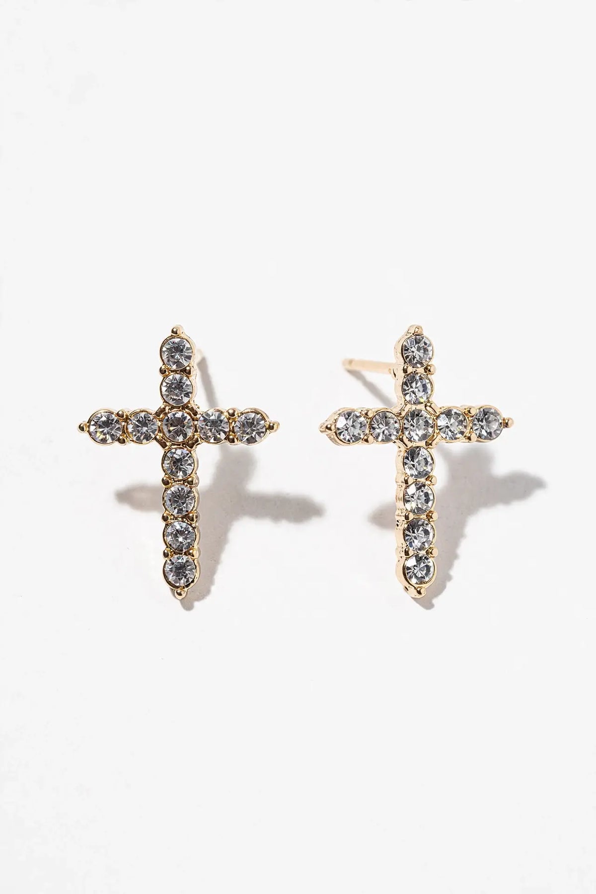 Big Crystal Cross Stud Earrings – Bold Round-Crystal Cross,