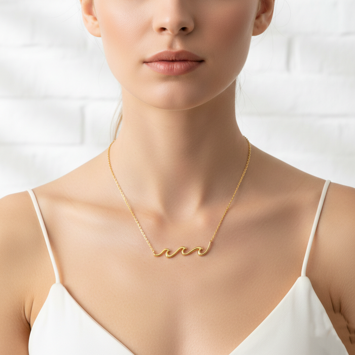 Minimalist Wave Pendant Necklace