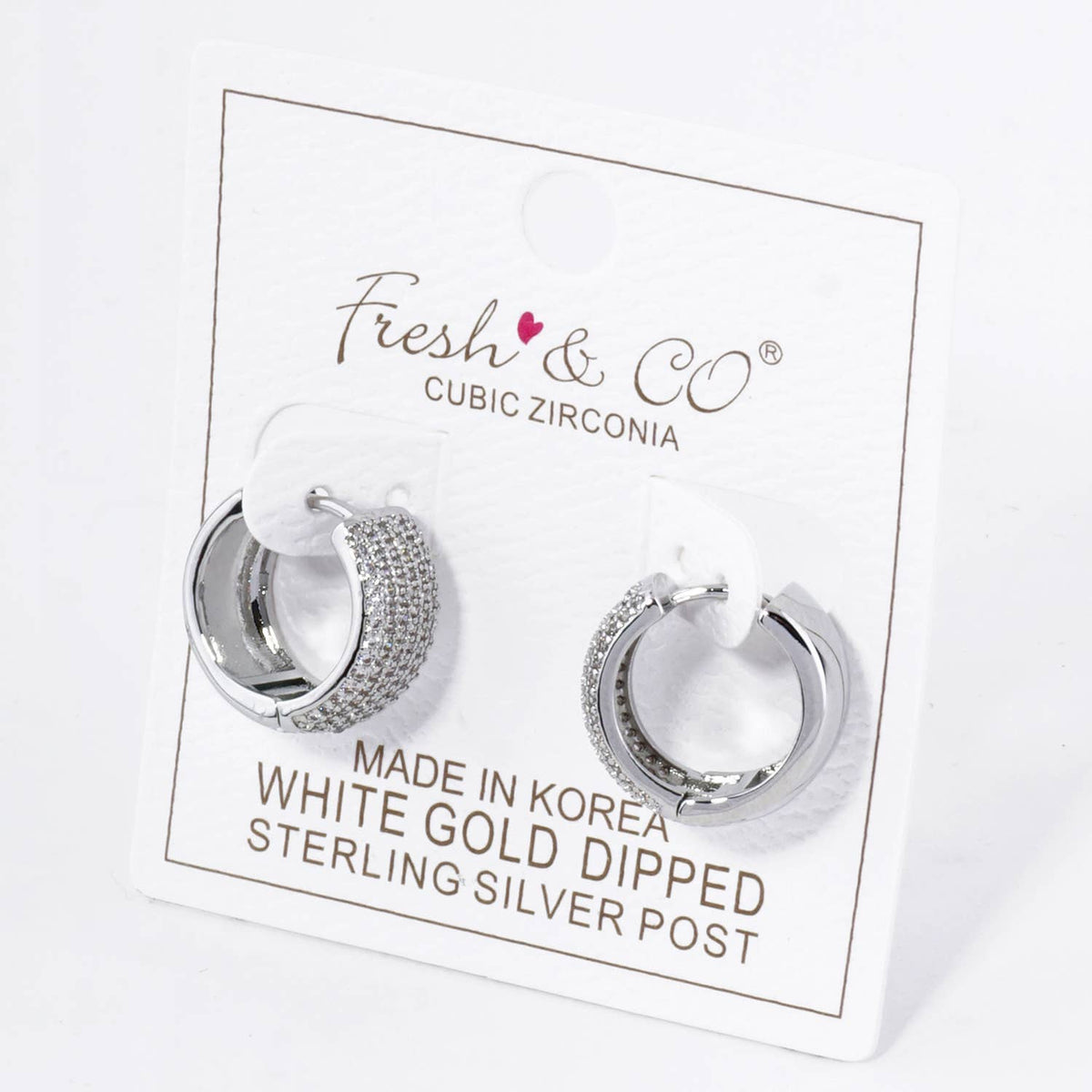 Micro Pave Set Cubic Zirconia 15mm Huggie Hoop Earrings