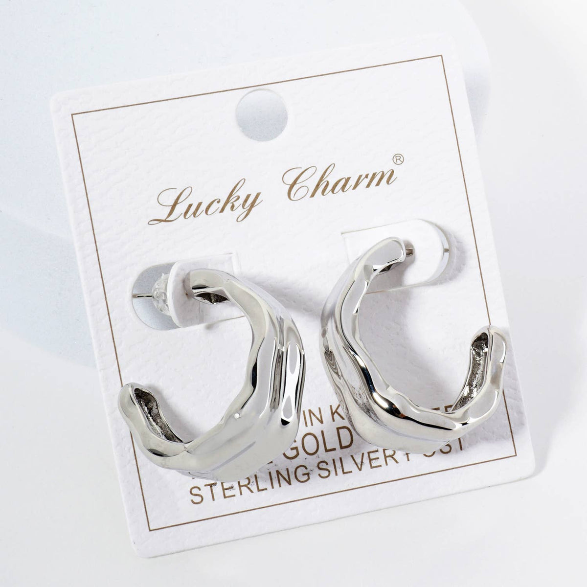 18K Gold Dipped Organically Shaped 30mm Open Hoop Earrings