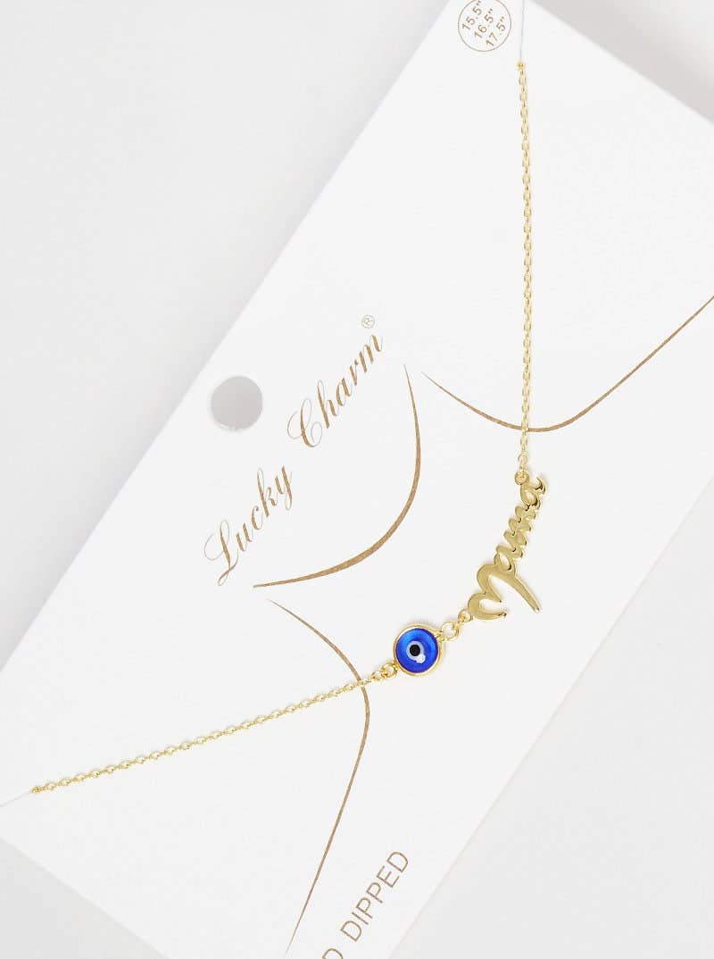 Gold Mama Necklace w/ Evil Eye Charm