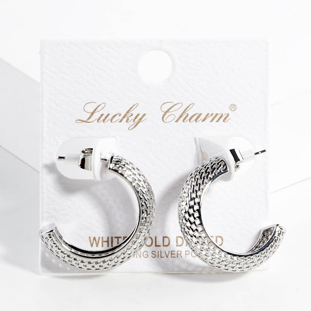 Geometric Spiral Grid C-Shape Hoop Earrings
