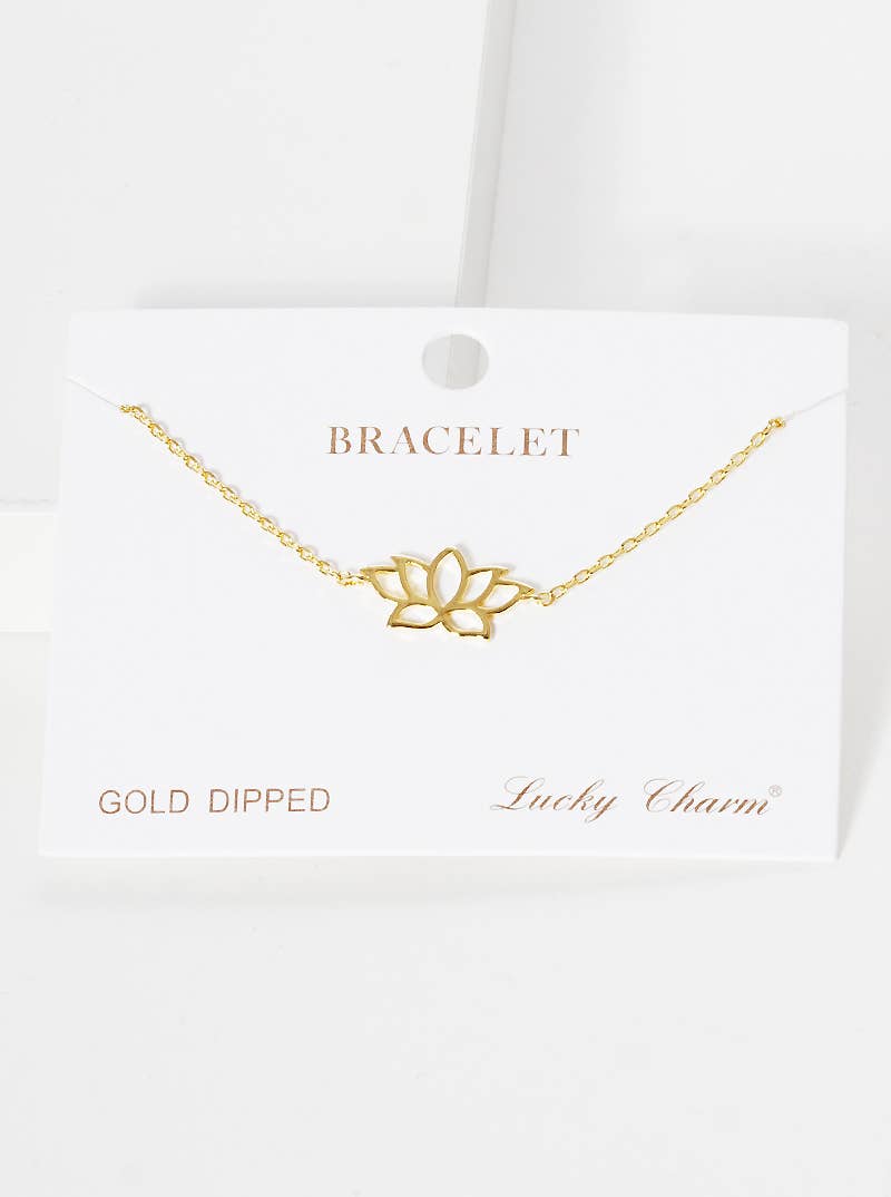 Minimalist Lotus Flower Charm Bracelet