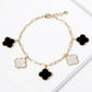 Mother of Pearl Clover Charm Paperclip Link Bracelet