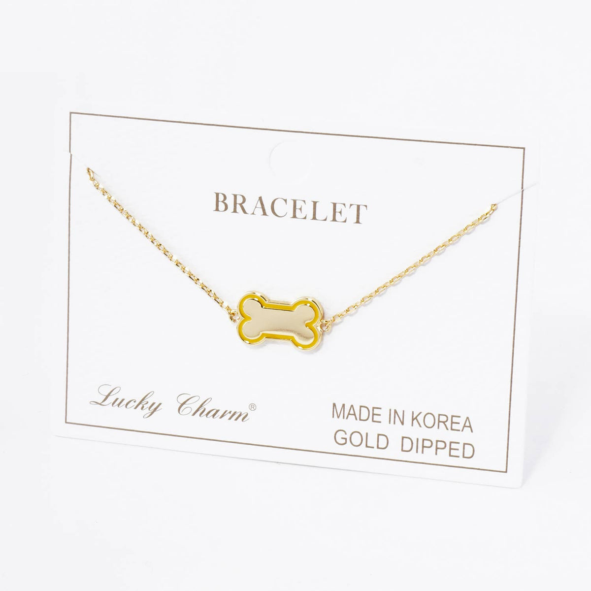 Gold Dipped Enamel Dog Bone Charm Bracelet