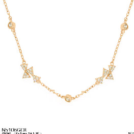 Geometric Triangle & Bezel CZ Station Charm Necklace
