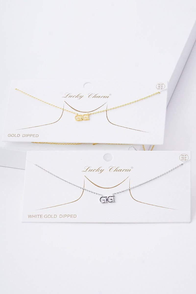Gold Gigi Text Necklace