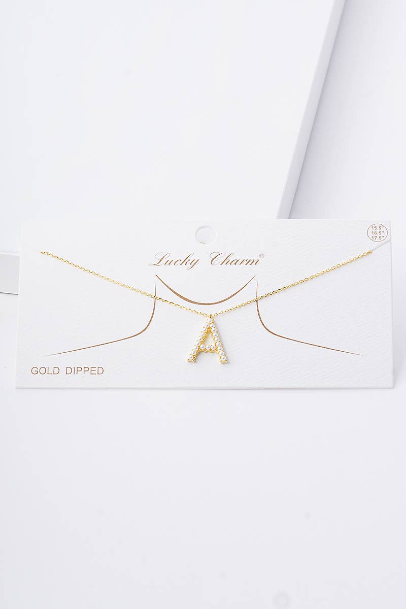 Gold Plated Pearl Initial Necklace