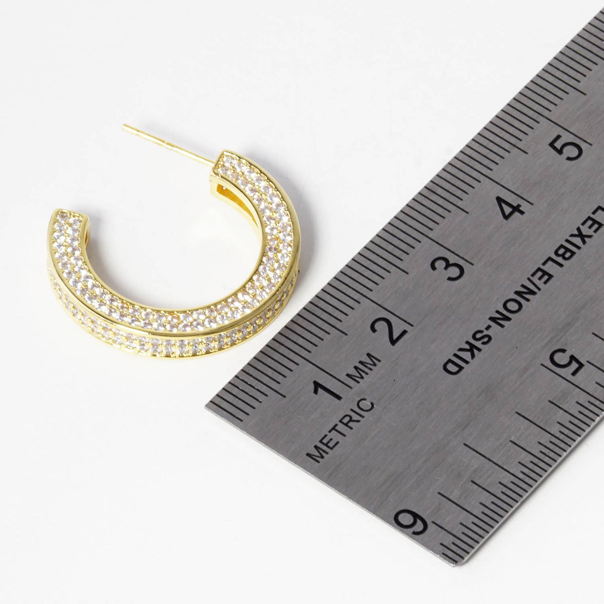 Dainty Pave Cubic Zirconia Chunky Hoop Earrings