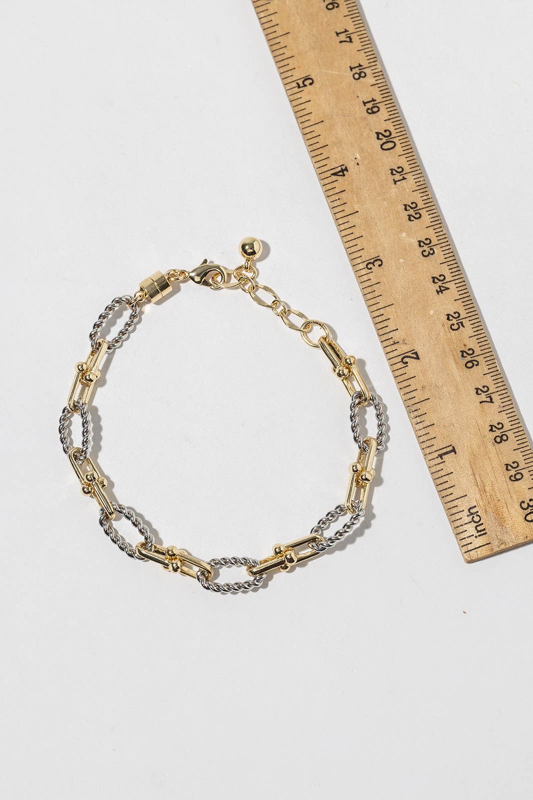 Two-Tone U-Link & Rope Chain Bracelet