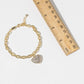 Pave Heart Charm Link Bracelet with Magnetic Clasp