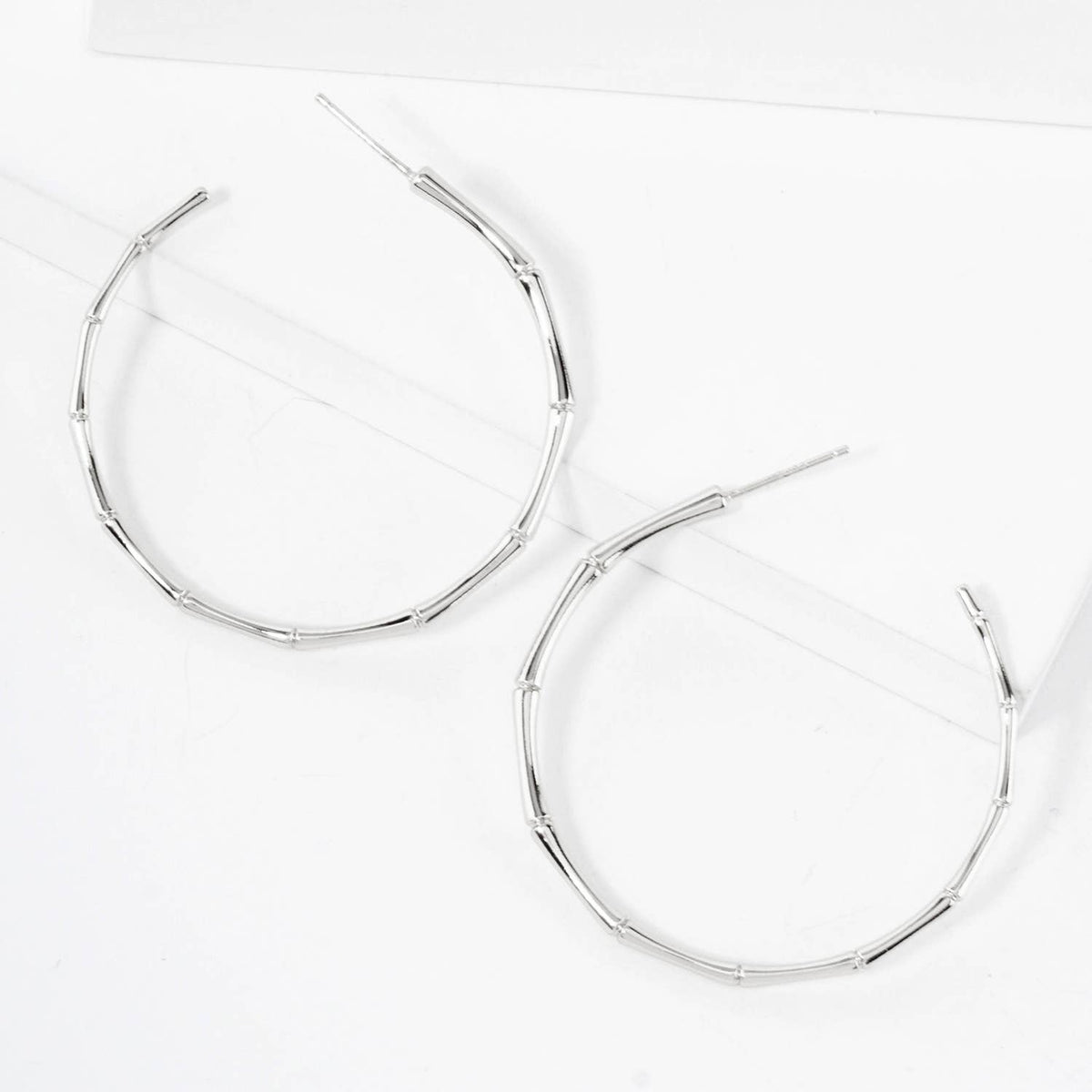 Polished Brass Delicate Bamboo Design 40mm Hoop Earrings
