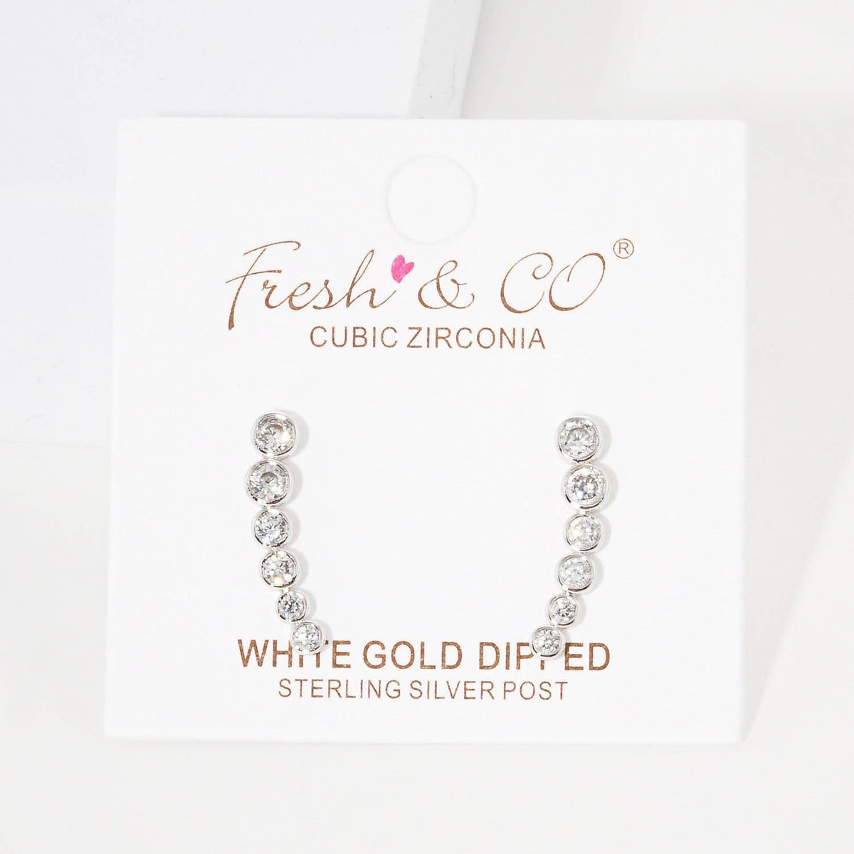 Gold Cubic Beaded Ear Crawler Earrings