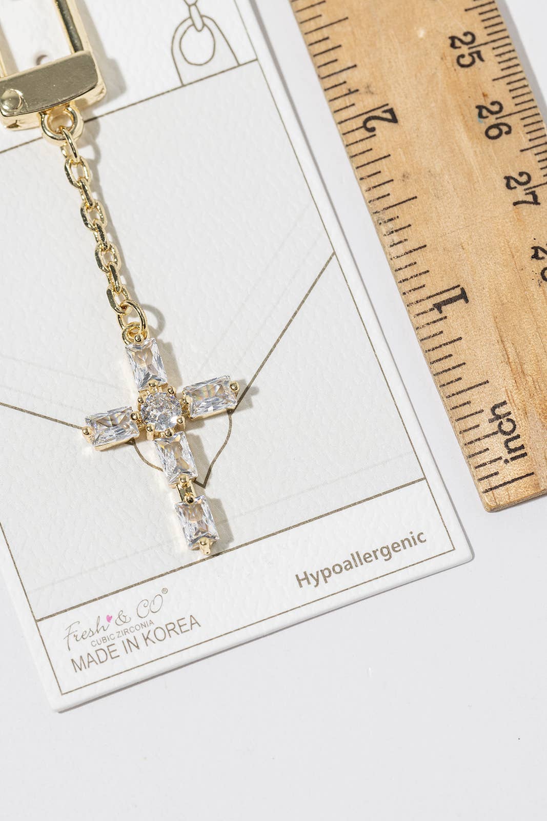 Cubic Zirconia Cross Bag Charm & Keychain