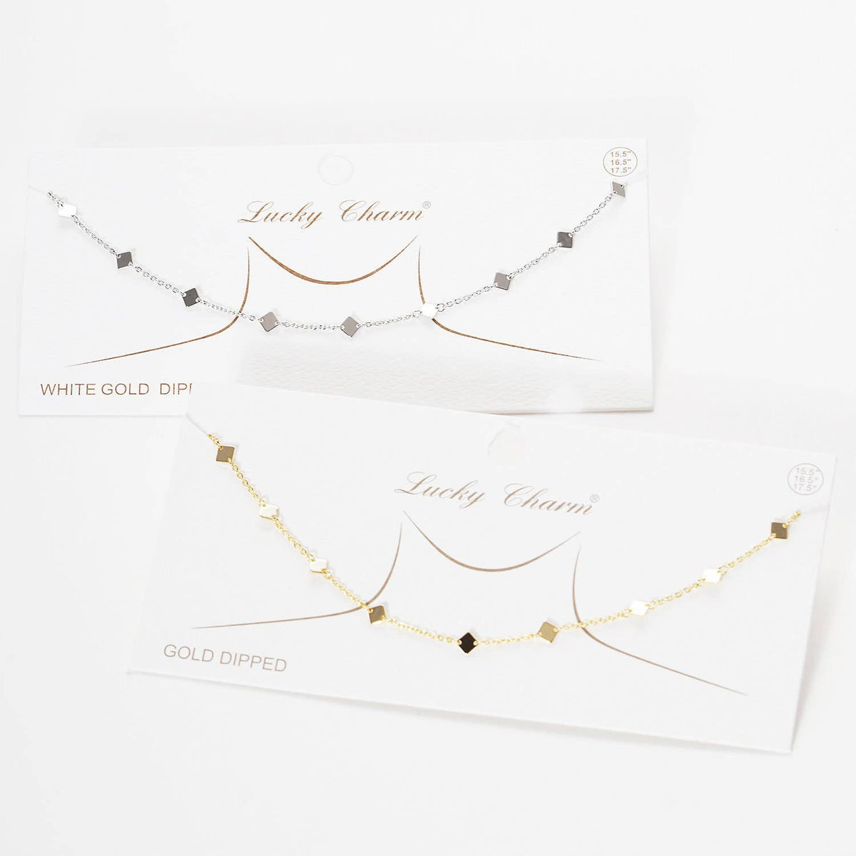Gold Plated Chain w/ Dangling Rhombuses Necklace