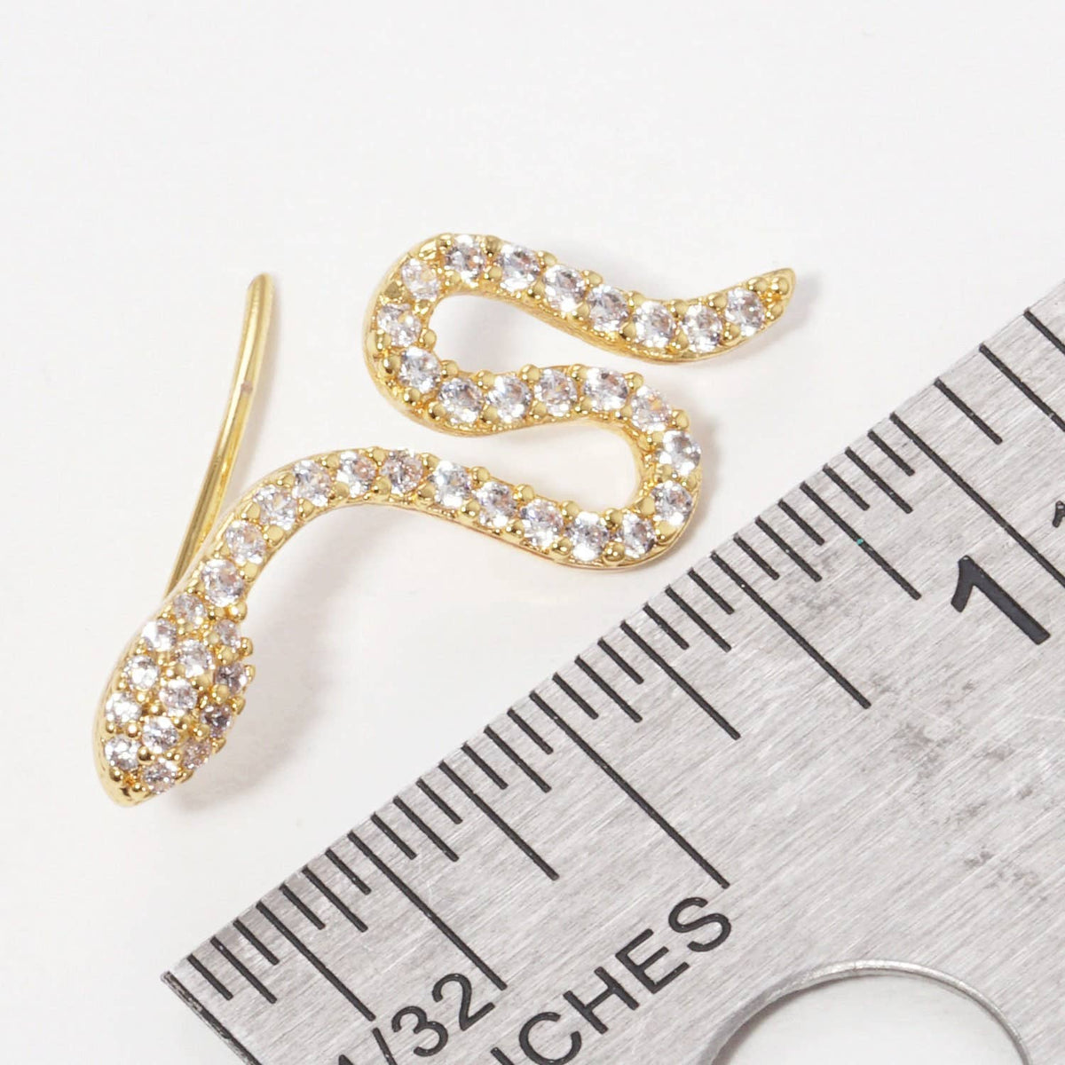 Gold Plated Serpent Ear Climber Earrings