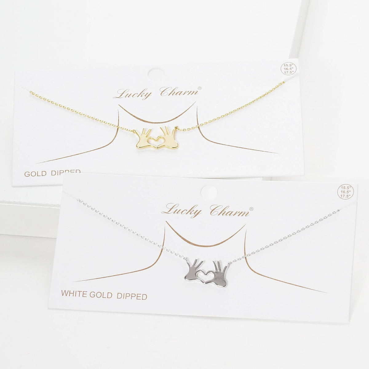 Gold Plated Double Hand Love Heart Necklace
