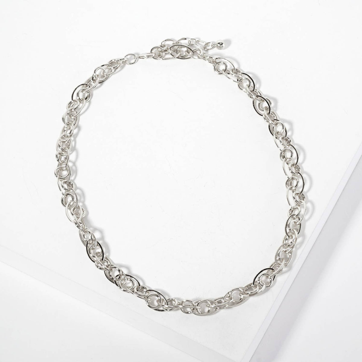 Polished Brass Interwoven Chain Necklace