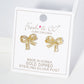 Micro Pave Set Cubic Zirconia Ribbon Bow Stud Earrings