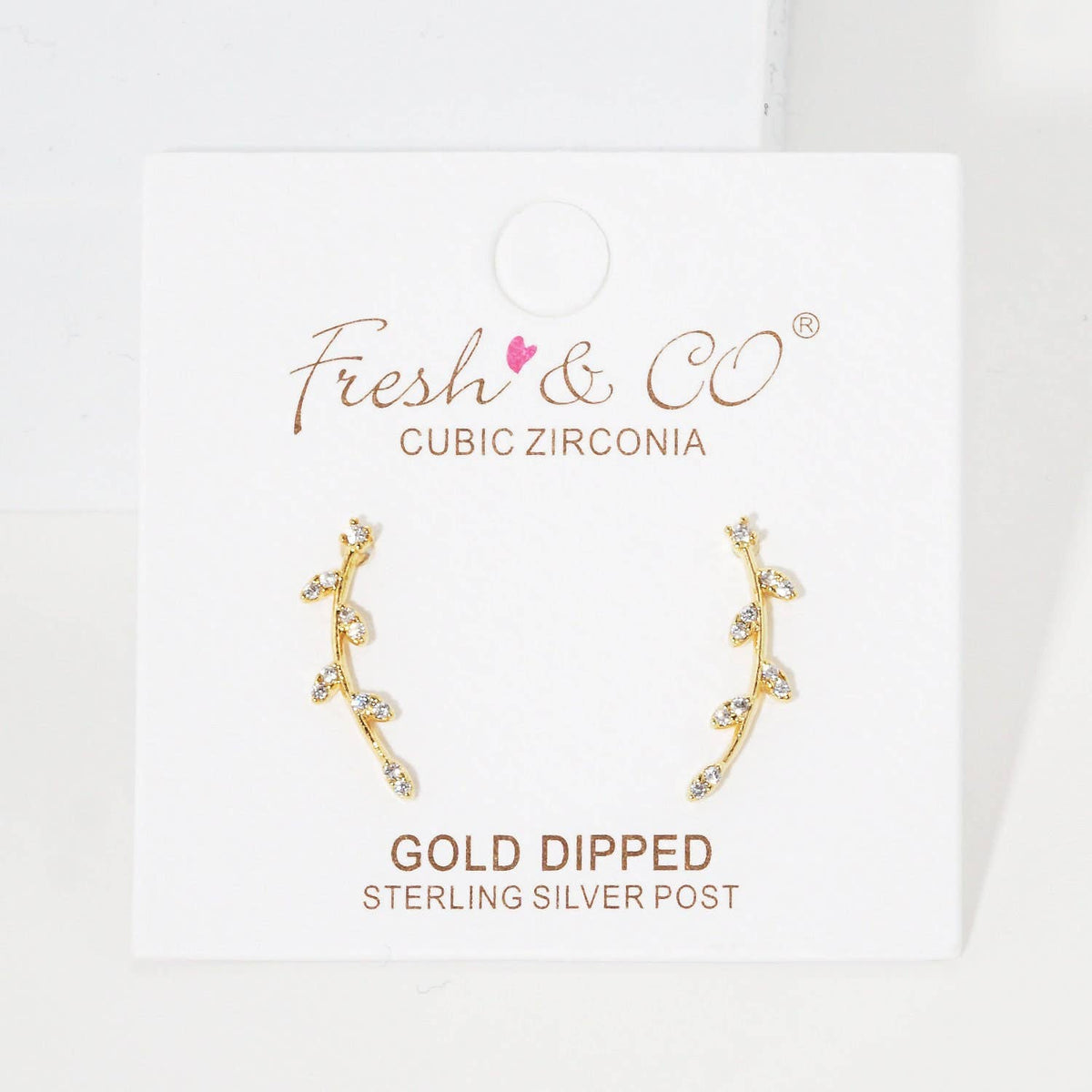 Gold Marquise Cubic Leaf Crawler Earrings