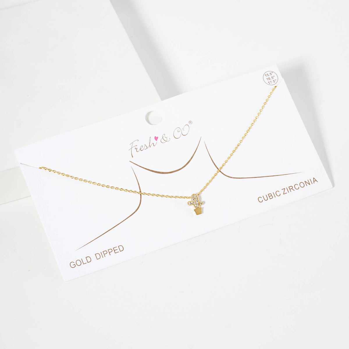 Minimalist Dainty Pave Cactus Pendant Necklace