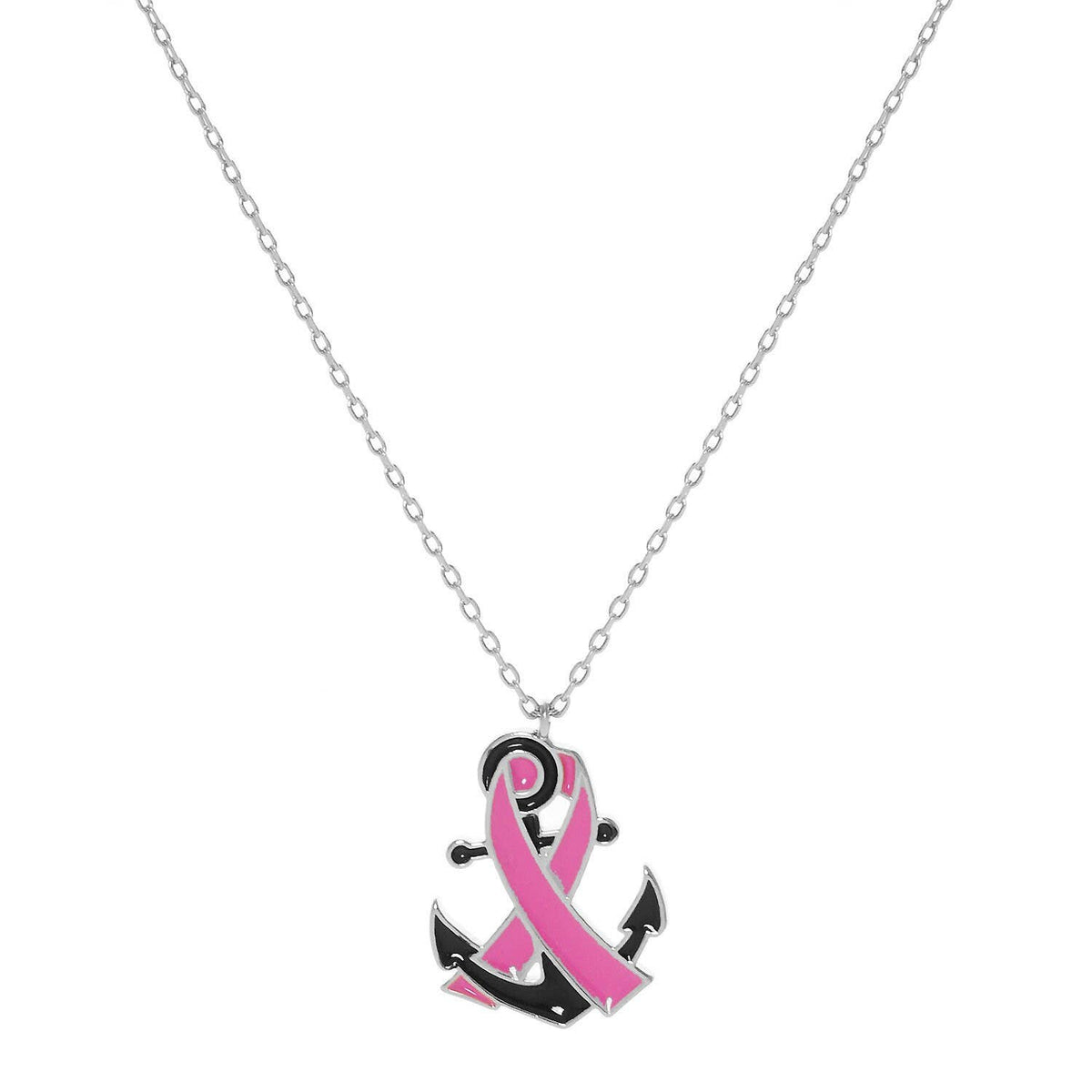 Breast Cancer Awareness Anchor Ribbon Necklace