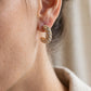 Crystal Half-Hoop Earrings – Pavé Dome Crescent, Gold