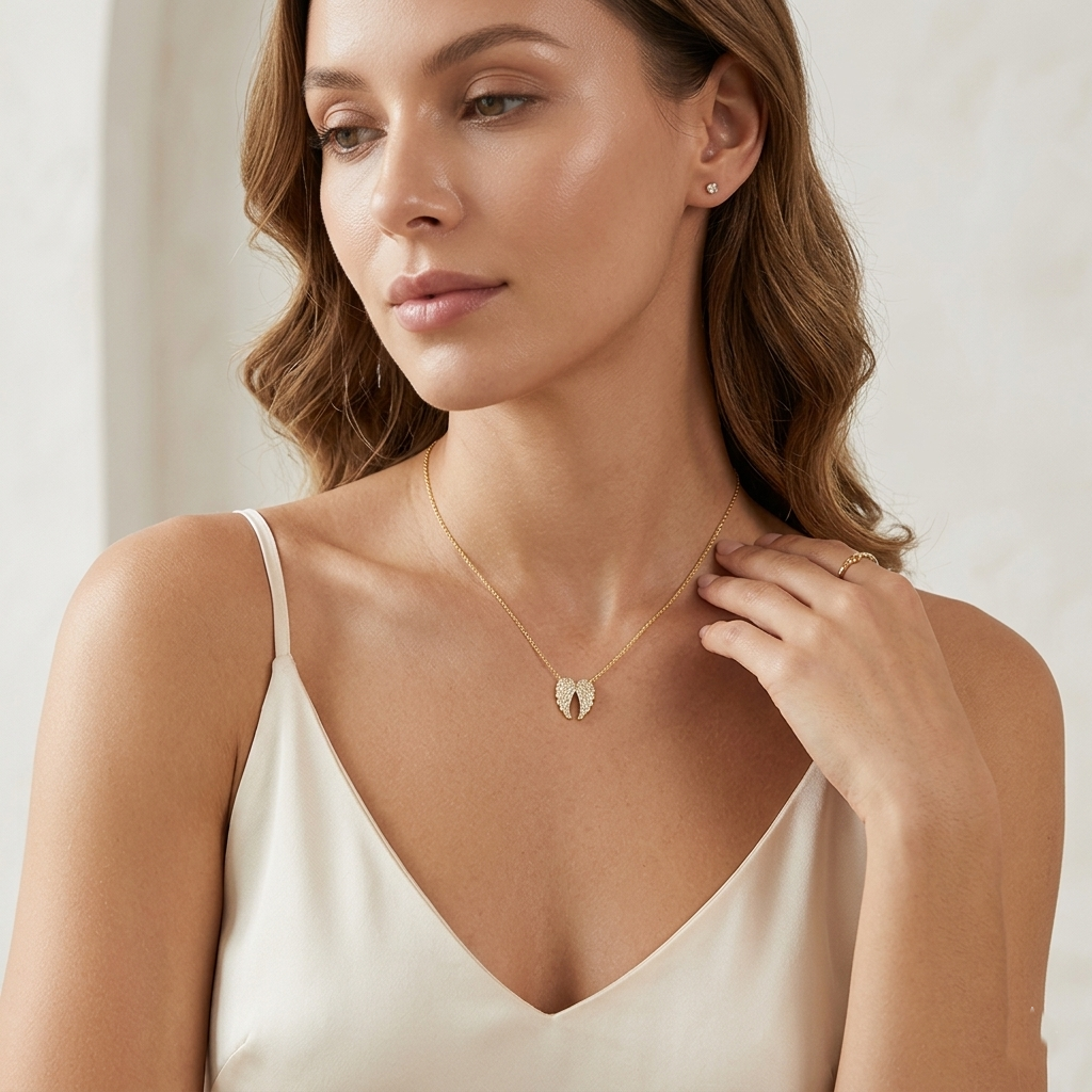 Dazzling Pavé Angel Wings Pendant Necklace