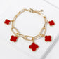 18K Gold Plated Clover Charm Paperclip Link Bracelet