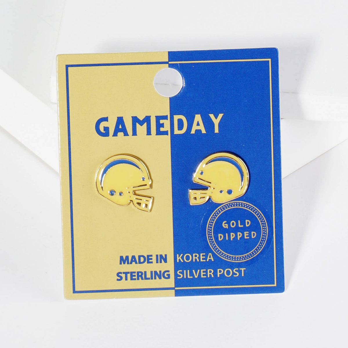 18K Gold Dipped Enamel Football Helmet Game Day Stud Earring