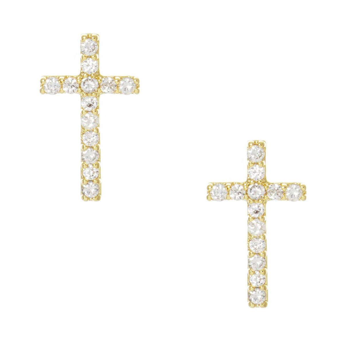 Gold Petite Cross Stud Earrings