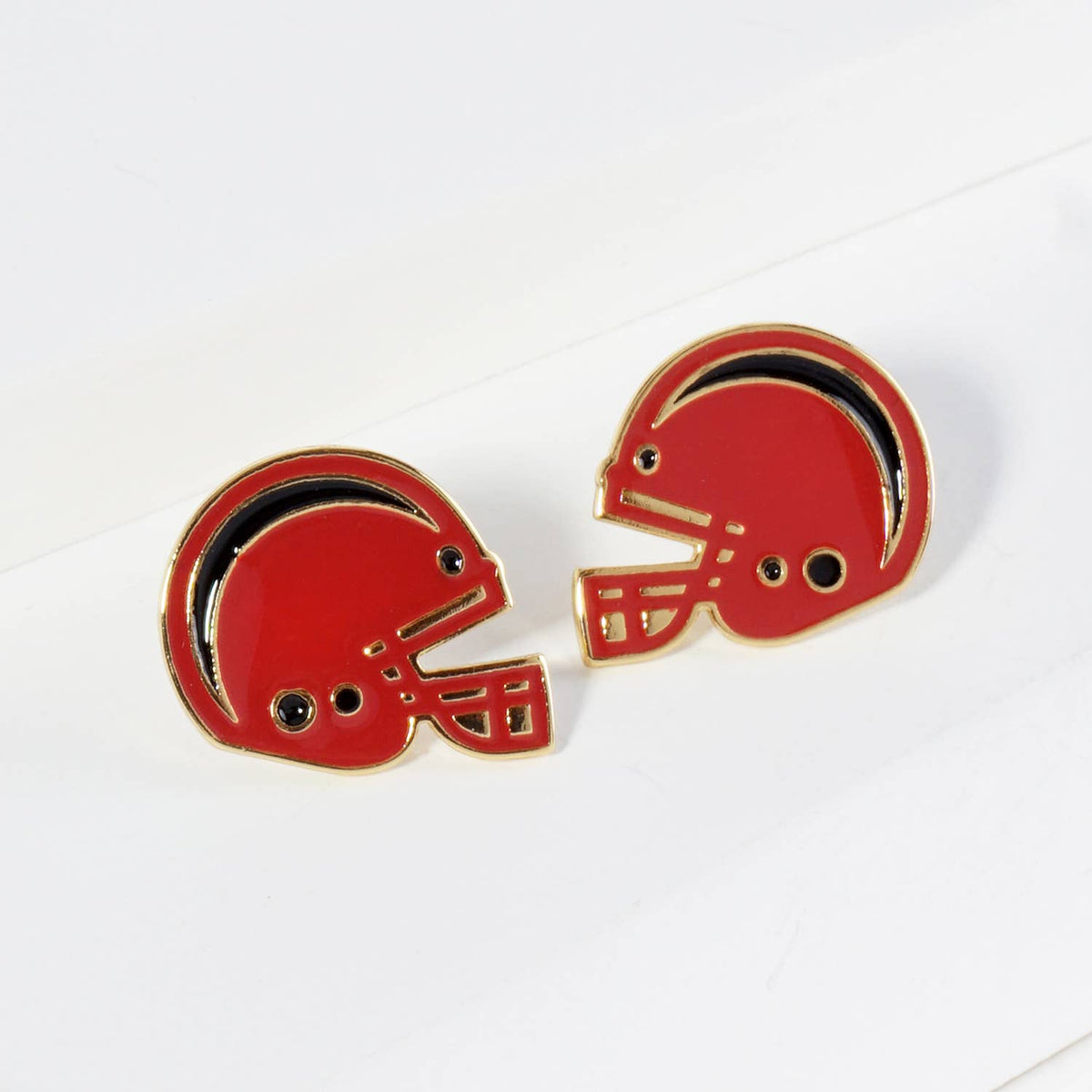 18K Gold Dipped Enamel Football Helmet Game Day Stud Earring