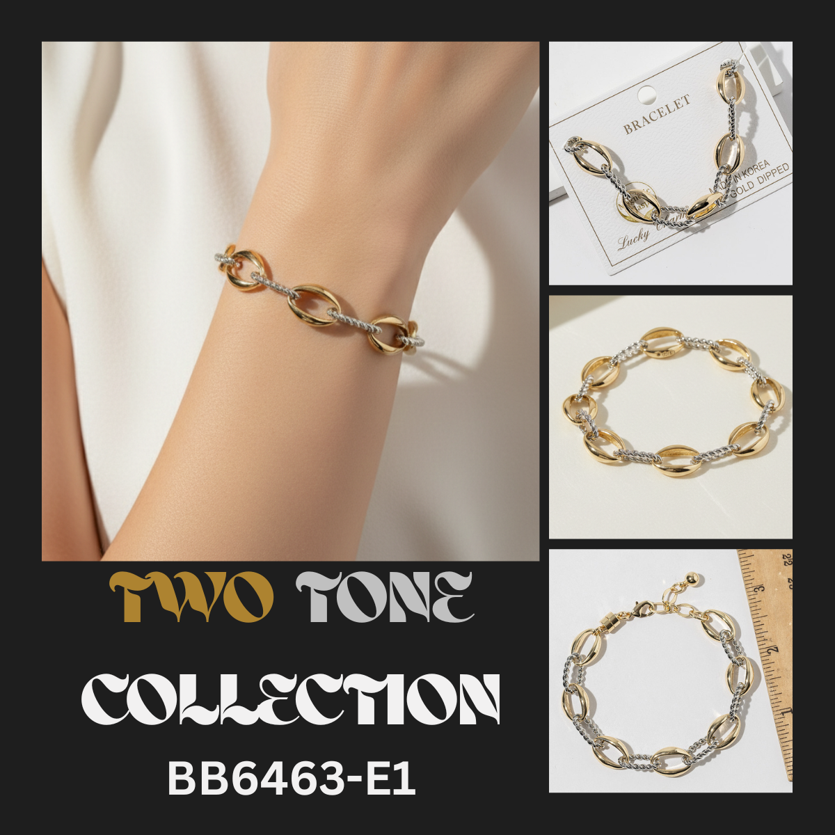 Two-Tone Oval Link Chain Bracelet