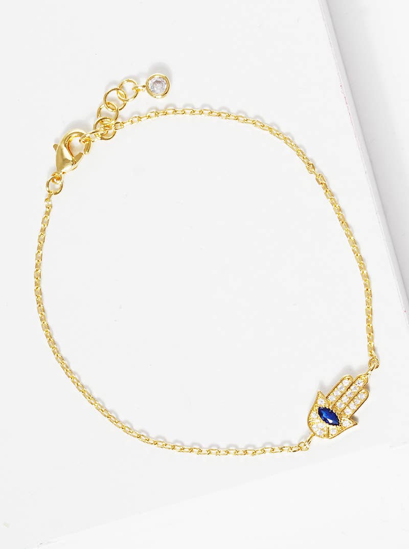 Minimalist Hamsa Hand Charm Bracelet