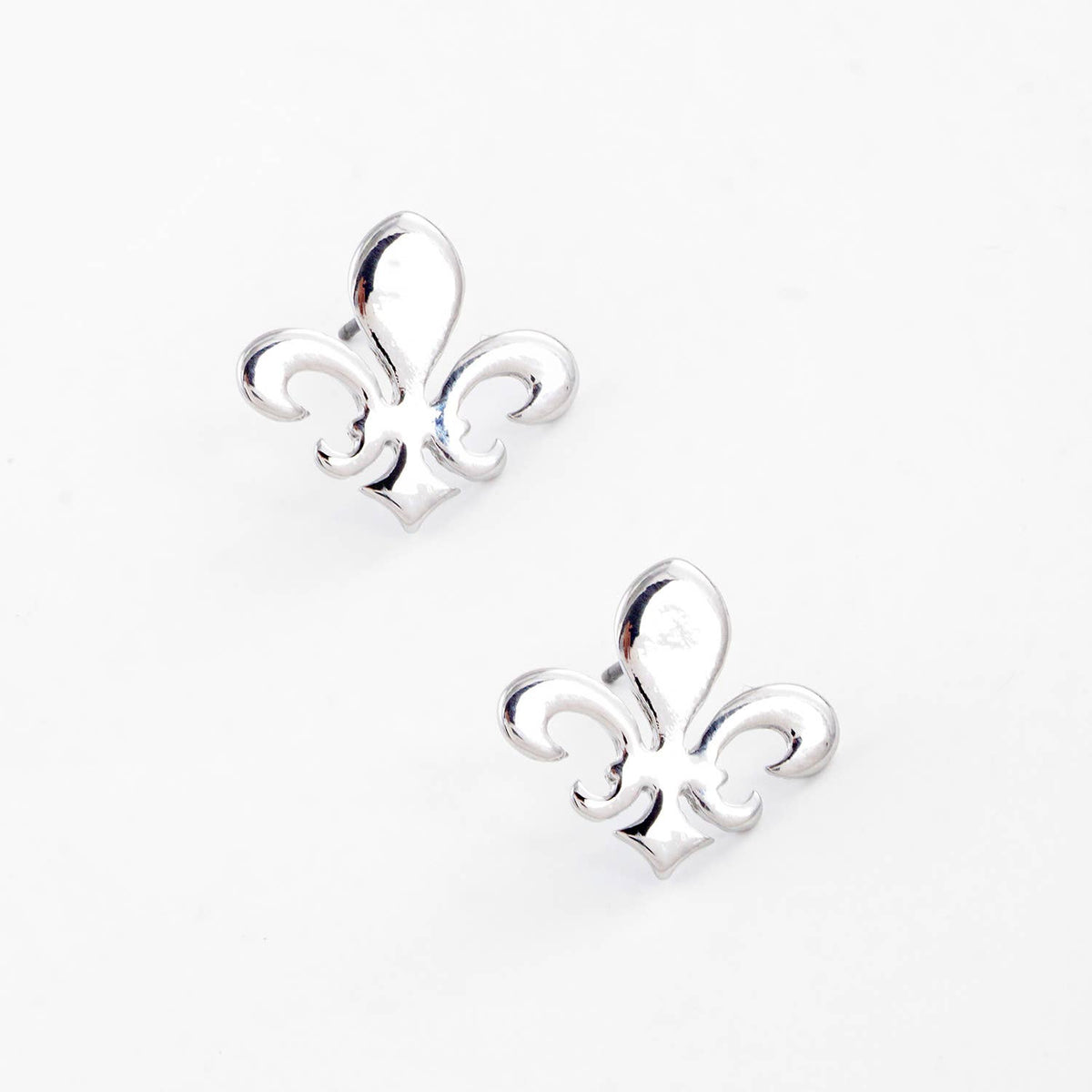 Gold Plated Bold Fleur De Lis Post Earrings