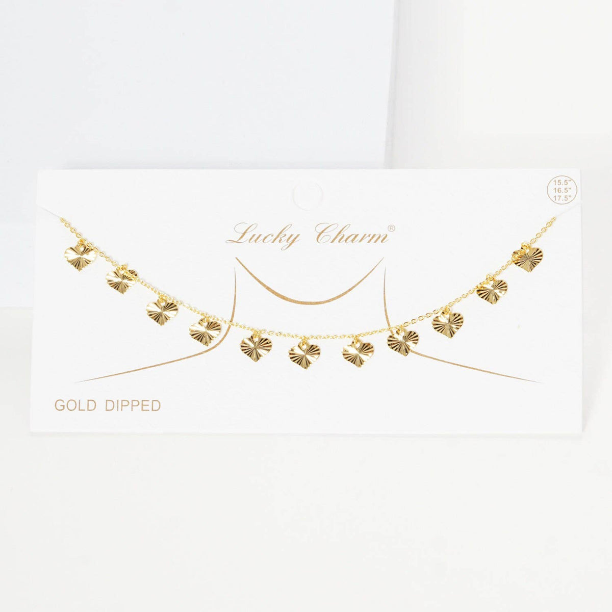 Gold Plated Chain w/ Dangling Hearts Necklace