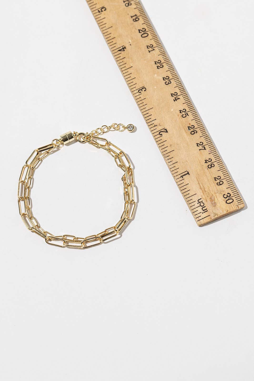 Magnetic Clasp Two-Row Paperclip Chain Bracelet