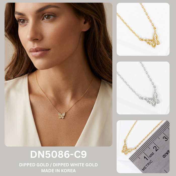 Dainty Pavé Butterfly Pendant Necklace