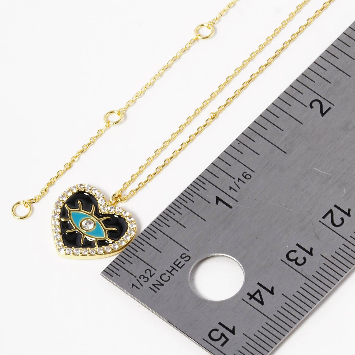 Heart Evil Eye Enamel Pendant Necklace