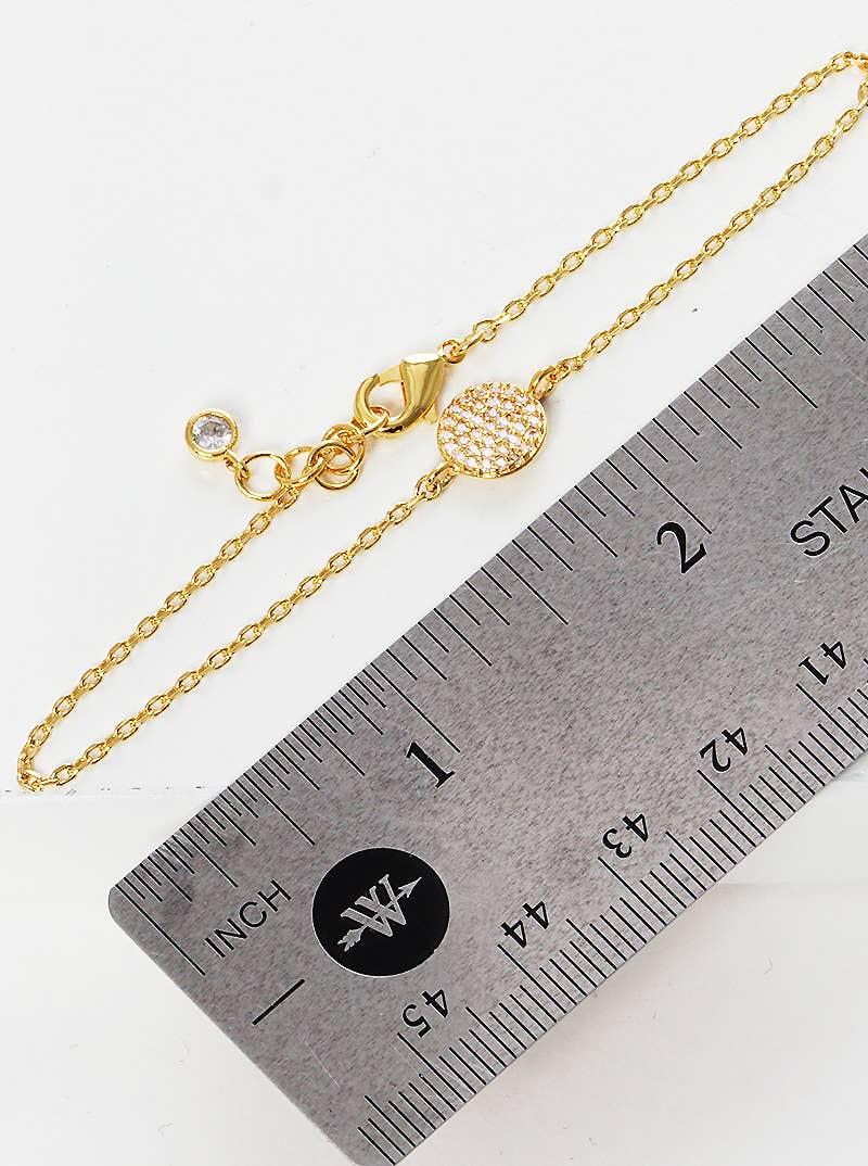 Minimalist Pavé Disc Charm Bracelet
