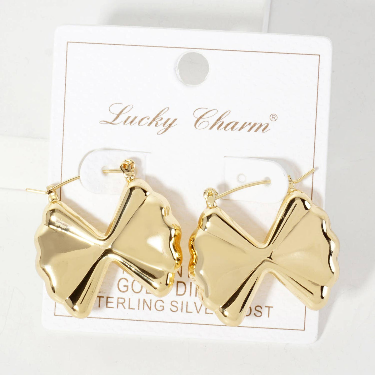 Polished Brass Farfalle-Shaped 1-inch Earrings
