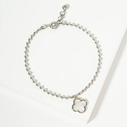 Minimalist Beaded Clover Charm Bracelet