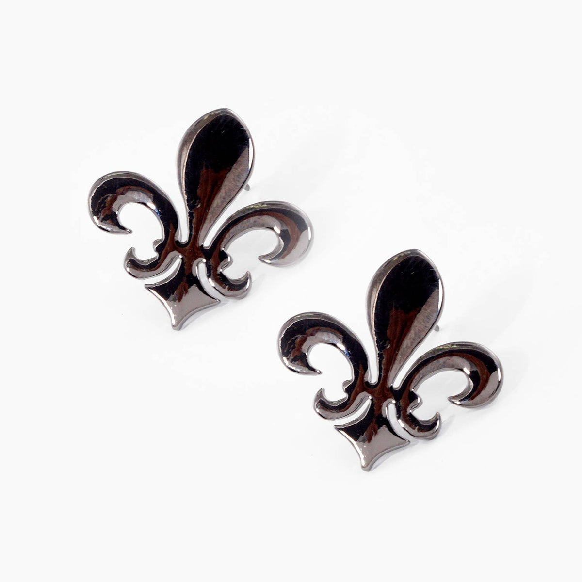 Gold Plated Chunky Bold Fleur De List Earrings