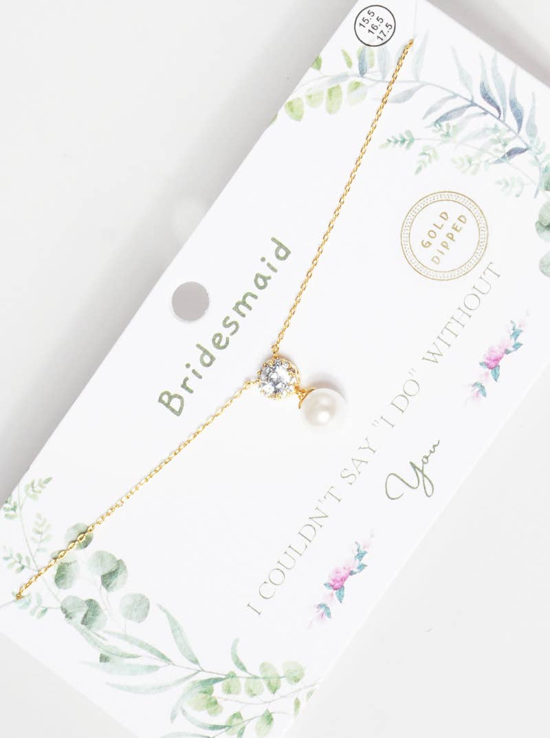 Bridesmaid Cubic Zirconia & Pearl Pendant Necklace