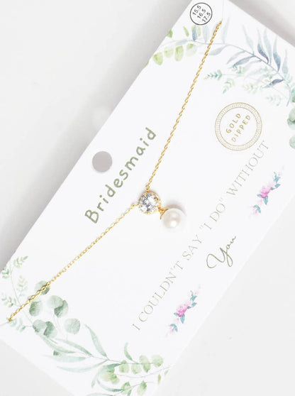 Bridesmaid Cubic Zirconia & Pearl Pendant Necklace