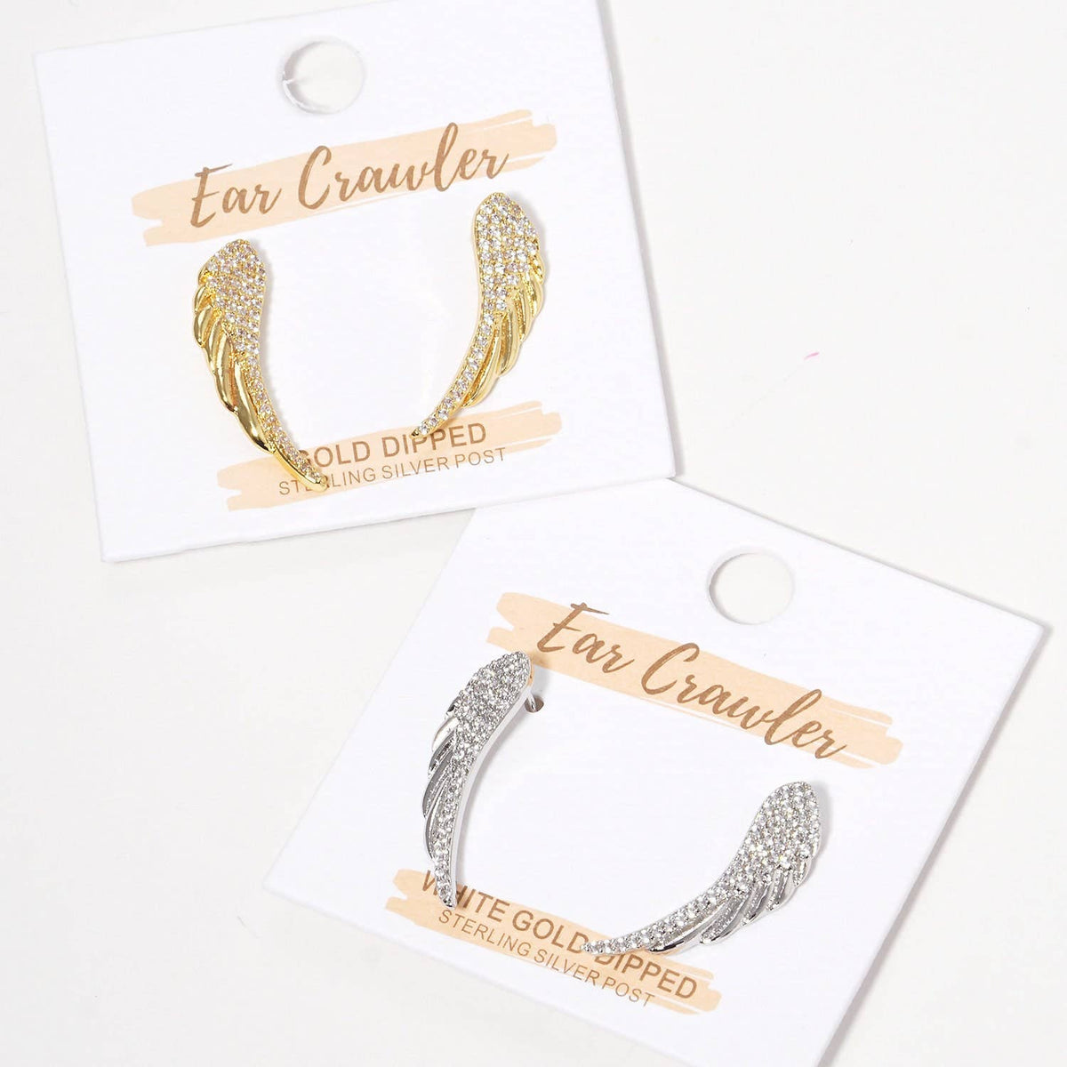 Gold Angel Wing Ear Crawler Earrings