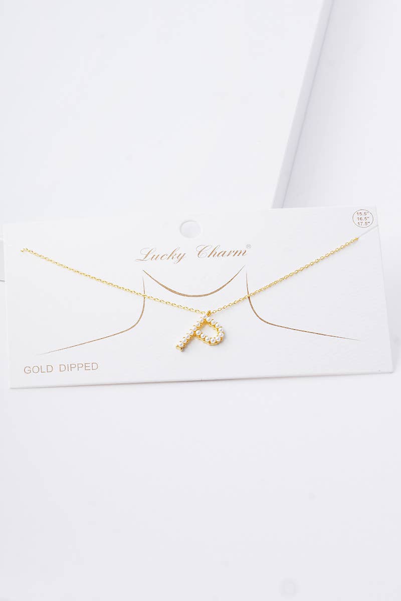Gold Plated Pearl Initial Necklace