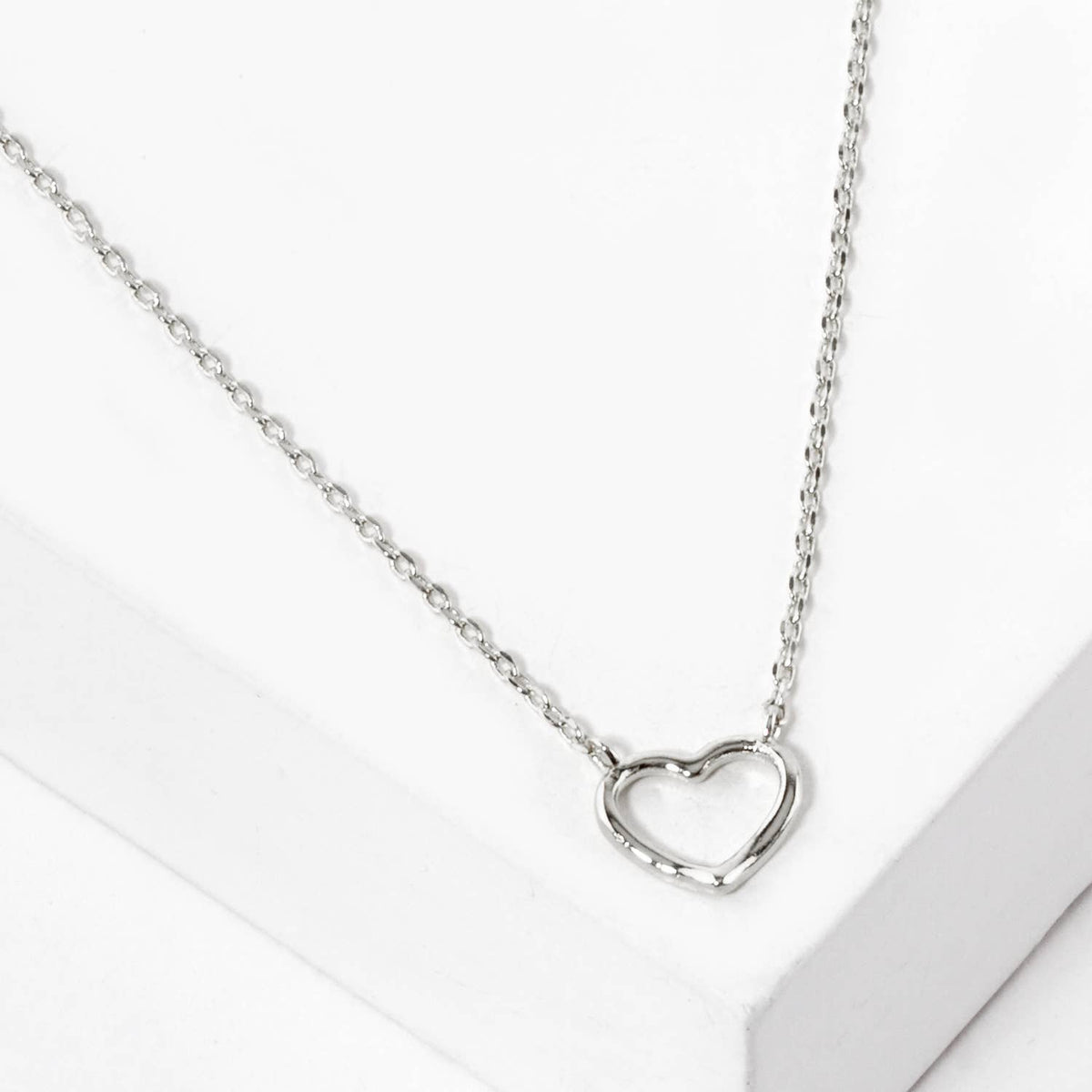 Minimalist Open Heart Pendant Necklace