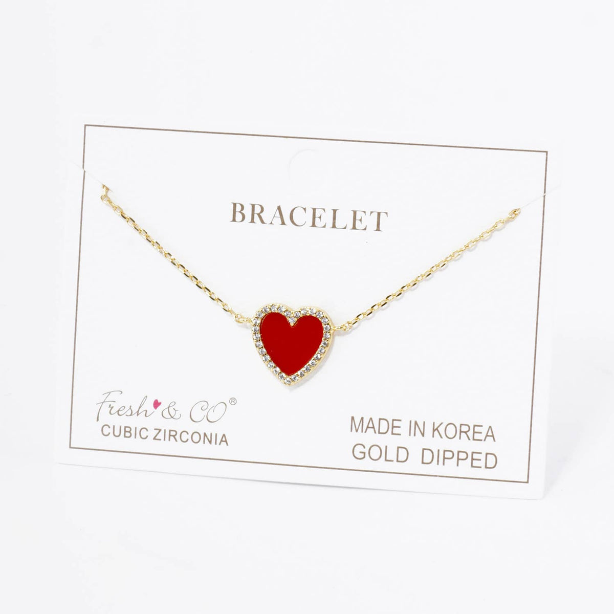 18K Gold Dipped 13mm Pave Set Cubic Zirconia Heart Bracelet