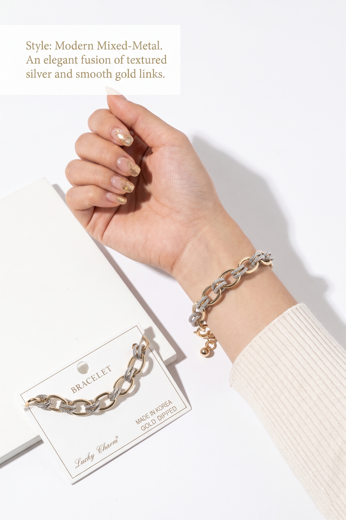 Modern Mixed-Metal Chunky Chain Bracelet